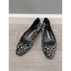 Manolo Blahnik Women's Leopard Print Suede Ballet Flats Sz 37 EU 6.5/7 US Gray